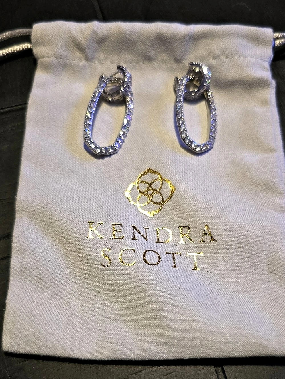 Kendra Scott Elle Open Frame Crystal Drop With Huggie Earrings in Silver